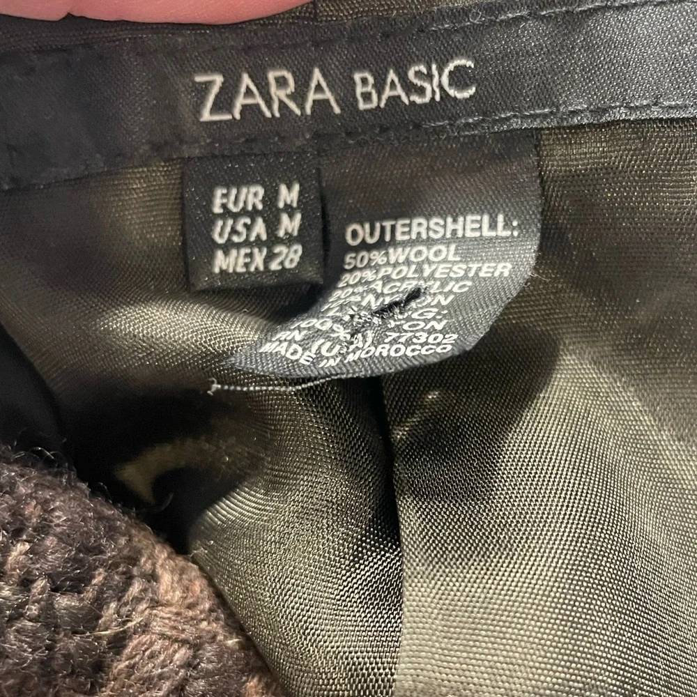 ZARA brown wool blend cropped jacket with wide collar and cuffs - Medium - Picture 3 of 4